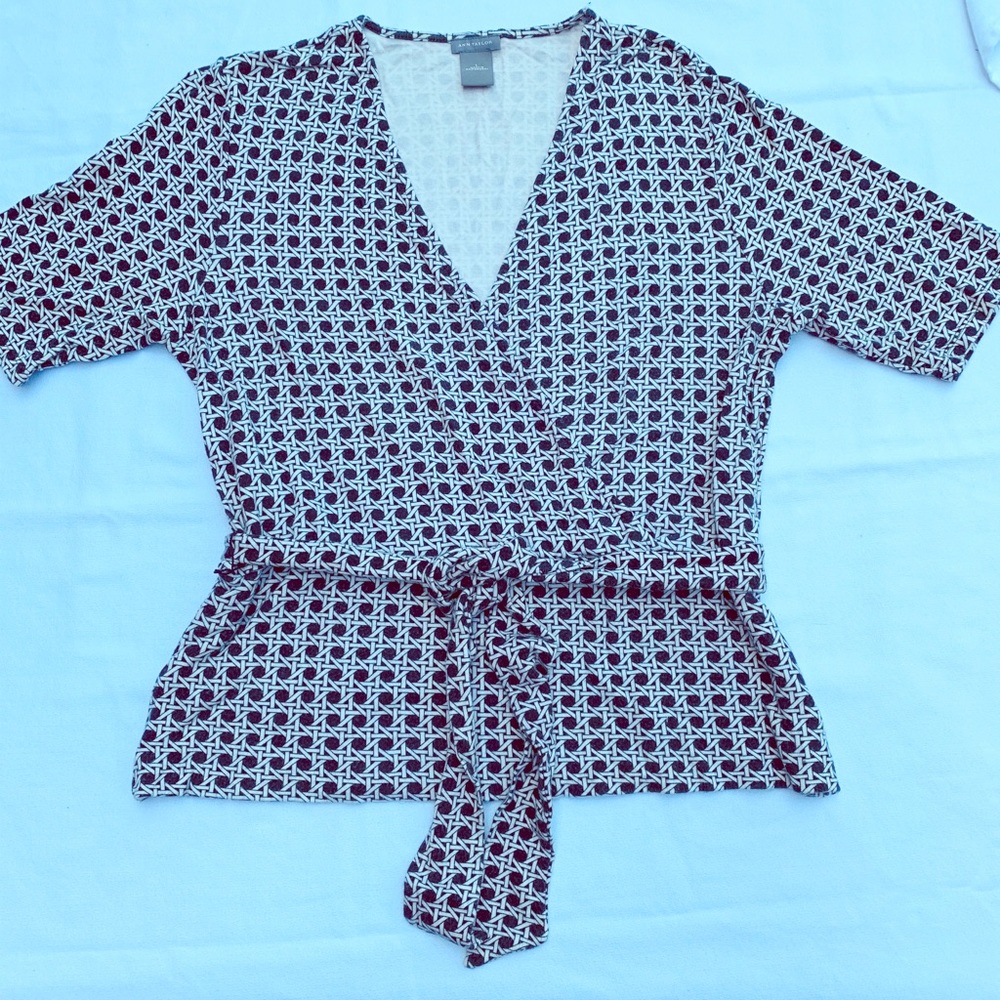 Ann Taylor Wrap Top with Peplum Tie